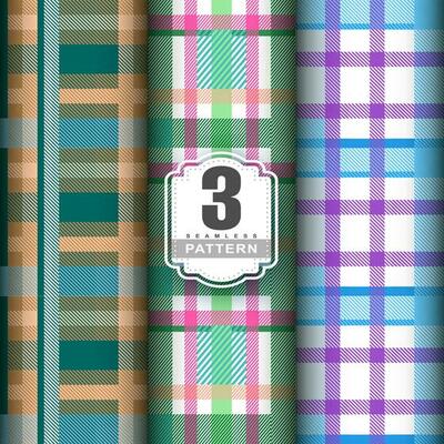 Set Tartan Plaid Scottish Seamless Pattern. Flat textile fabric pattern ornament design. Texture from tartan, plaid, tablecloths, shirts, clothes, dresses, bedding, blankets and other textile.