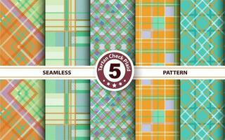 Set Tartan Plaid Scottish Seamless Pattern. Flat textile fabric pattern ornament design. Texture from tartan, plaid, tablecloths, shirts, clothes, dresses, bedding, blankets and other textile. vector