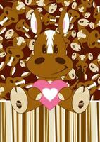 Cute Cartoon Valentine Horse Farmyard Animal Illustration vector