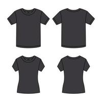 Black T-Shirt Outline Template Mock Up vector