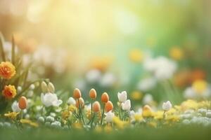 primavera flores de cerca, creado con generativo ai foto