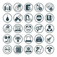 Circle glyph icons for Medical healthcare. vector