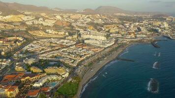 Aerial view of Los Cristianos, Las Americas and Adeje, Canary Islands, Tenerife, Spain video