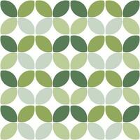 Modern minimalistic  geometric seamless pattern, rounded shapes, leaves in green color scheme on a white background vector