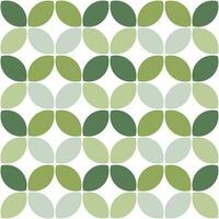 Modern minimalistic  geometric seamless pattern, rounded shapes, leaves in green color scheme on a white background vector