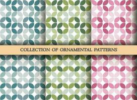 A set of seamless minimalistic geometric patterns. Design for banner, leaflet, print, poster, wallpaper, fabric. Abstract geometry. vector