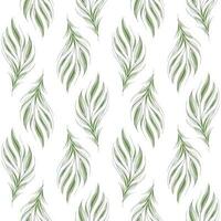 Modern seamless floral pattern, hand-painted green leaves on a white background. An elegant template for fashionable prints, printing, website design. vector
