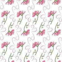 moderno sin costura floral patrón, dibujado a mano rosado flores en un blanco antecedentes. un elegante modelo para de moda huellas dactilares, impresión, sitio web diseño. vector