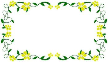 Background illustration of a yellow flower frame and green twigs vector