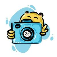 Blue cute camera icon illustration vector