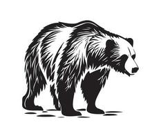Grizzly bear Face, Silhouettes Grizzly bear Face, black and white Grizzly bear vector