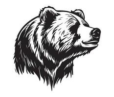 Grizzly bear Face, Silhouettes Grizzly bear Face, black and white Grizzly bear vector