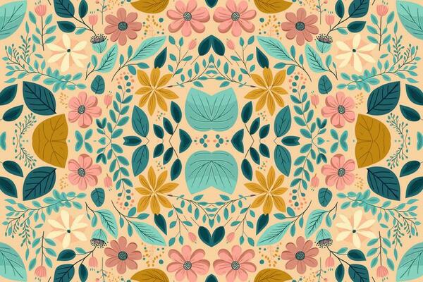 Floral seamless pattern pastel tone background. Abstract graphic line modern elegant minimal vintage retro style. Design for fabric texture textile print art background wallpaper tile backdrop.