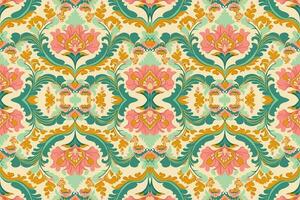 Ikat small floral seamless pattern pastel background. Abstract graphic line modern elegant minimal vintage retro style. Design for fabric texture textile print art background wallpaper tile backdrop. vector