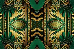 Egyptian pattern gold and green background. Abstract traditional folk ancient antique tribal ethnic graphic line. Ornate elegant luxury vintage retro style. Texture textile fabric ethnic Egypt pattern vector