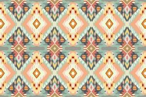 Fabric textile Ikat geometric folklore ornament seamless pattern pastel tone. Abstract graphic line ethnic traditional folk antique tribal modern ornate luxury elegant minimal vintage retro style. vector