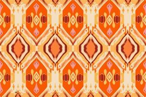 Fabric textile Ikat geometric folklore ornament seamless pattern orange tone. Abstract graphic line ethnic traditional folk antique tribal modern ornate luxury elegant minimal vintage retro style. vector