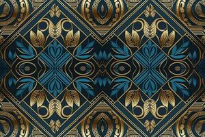 Egyptian pattern gold and blue background. Abstract traditional folk ancient antique tribal ethnic graphic line. Ornate elegant luxury vintage retro style. Texture textile fabric ethnic Egypt patterns vector