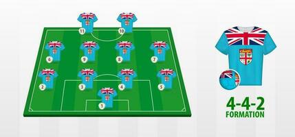 Fiji National Football Team Formation on Football Field. vector