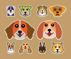 The Dog Pixel sticker Emoji emoticon collection vector