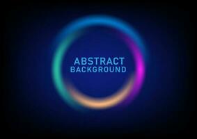 Abstract circle technology background made from curved lines. Bright multicolored laser light glows. In the middle there is space for letters. blue gradient background vector