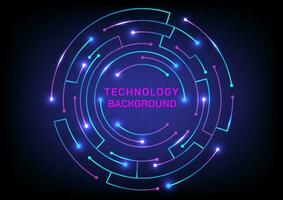 technology abstract electronic circuit circle glowing gradient color point of light at the end of the line The space is rounded in the middle to put letters. blue gradient background vector
