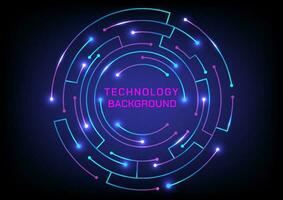 tecnología resumen electrónico circuito circulo brillante degradado color punto de ligero a el final de el línea el espacio es redondeado en el medio a poner letras. azul degradado antecedentes vector