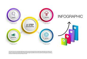 4 step infographic template circle and bar chart vector