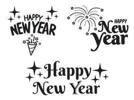 Happy New Year Stylish Typographic Inscription With Vector Image