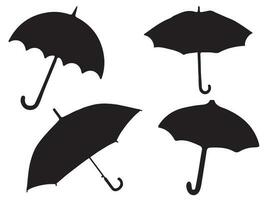 siluetas de maravilloso paraguas colección conjunto ilustración vector Arte diseño