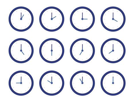 reloj o Temporizador vector íconos colocar. pared reloj para cada horas, mundo internacional tiempo.