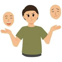 man with personality disorder feeling confused illustration vector