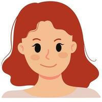 a portrait of pretty woman with red hair illustration vector