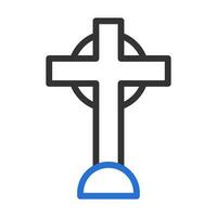 salib icono duocolor gris azul color Pascua de Resurrección símbolo ilustración. vector