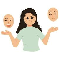 confused woman with mental health personality disorder concept illustration vector