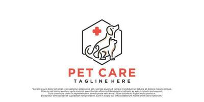 Pet care logo design with creative concept Premium Vector