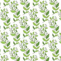 Seamless floral pattern with twigs. Botanical background, repeating prints. Blooming herbs texture design for your design. Hand drawn vector illustration