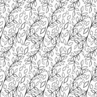 Seamless floral pattern with twigs. Botanical background, repeating prints. Blooming herbs texture design for your design. Hand drawn vector illustration