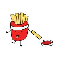 gracioso francés papas fritas chistes dibujos animados mascota personaje vector ilustración color niños dibujos animados gracioso francés papas fritas rápido comida clipart