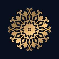 mandala de lujo dorado con un diseño elegante de fondo negro vector