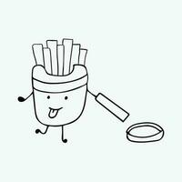 Hand drawn funny french fries jokes Cartoon Mascot Character Vector illustration color children cartoon funny french fries fast food clipart