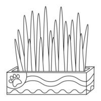 Grass for animals, cats, dogs, animal care. Line art. vector