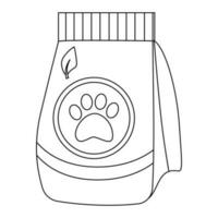 A large package of food for animals, cats, with a label with a paw. vector