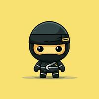 linda kawaii ninja chibi mascota vector dibujos animados estilo