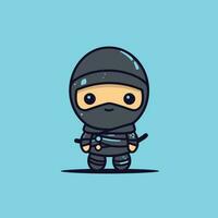 linda kawaii ninja chibi mascota vector dibujos animados estilo