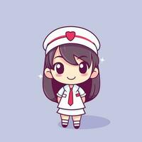 Cute kawaii nurse chibi  mascot vector cartoon style