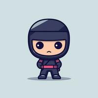 linda kawaii ninja chibi mascota vector dibujos animados estilo