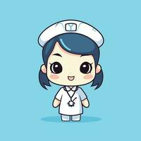 linda kawaii enfermero chibi mascota vector dibujos animados estilo