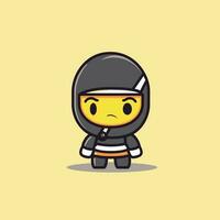 Cute kawaii ninja chibi  mascot vector cartoon style