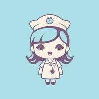 Cute kawaii nurse chibi  mascot vector cartoon style